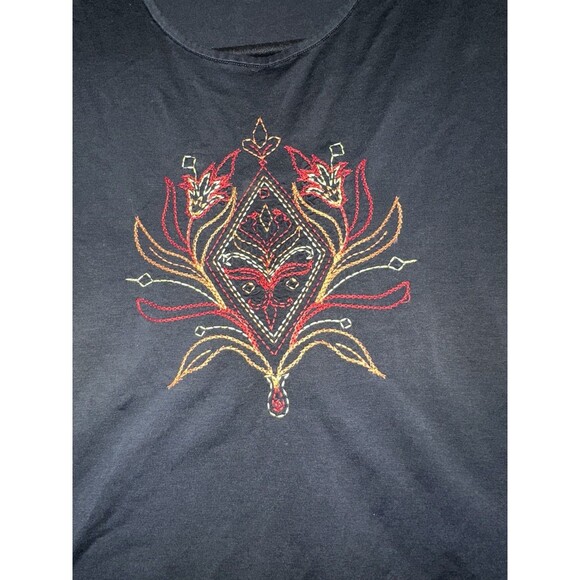 St. John Sport by Marie Gray Black T-Shirt with Embroidered Design - Size XL - Picture 2 of 7